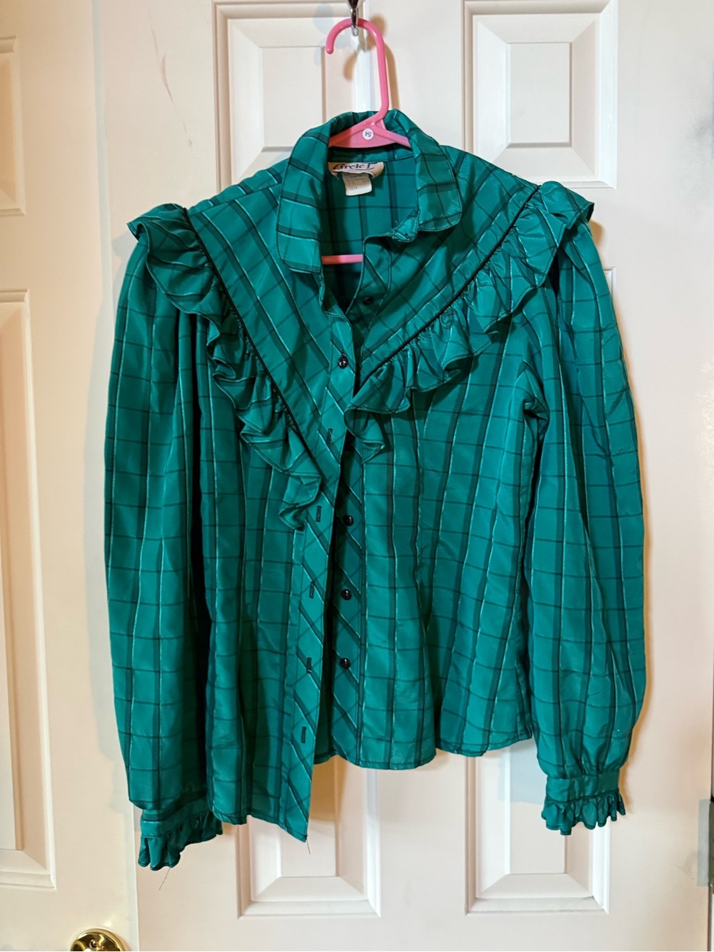 Circle T Emerald Green Ruffled Button-Front Jacket